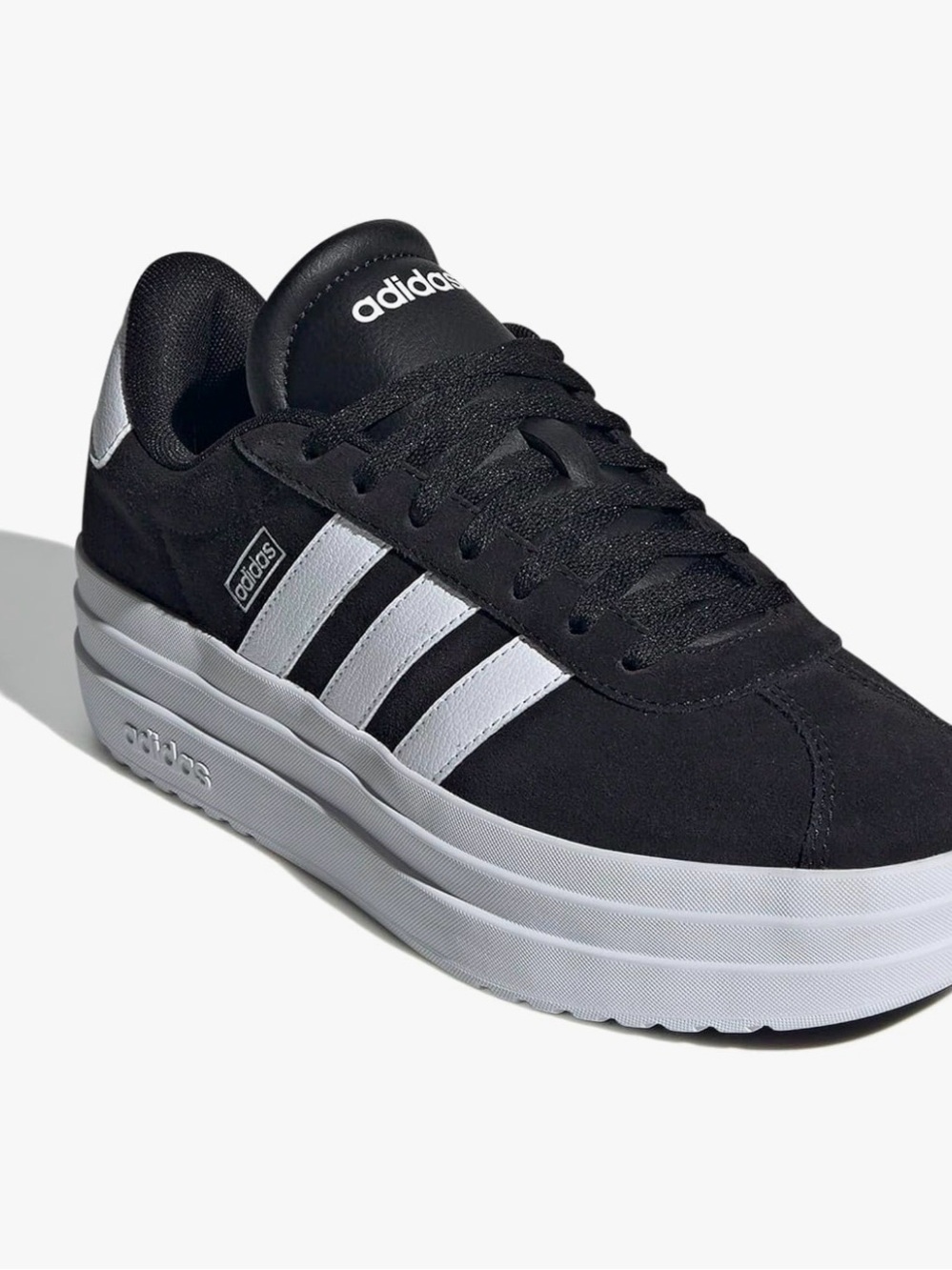 adidas Women's Platform Court Sneakers - Black/White - Picture 2 of 7